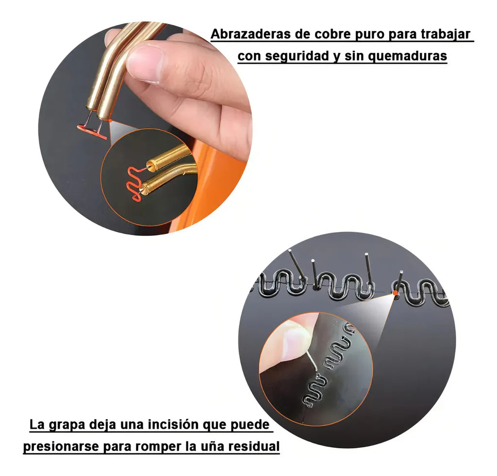 KIT SOLDADOR DE PLÁSTICOS PROFESIONAL + 600 grapas + Pinzas + Cutter ¡Gratis!