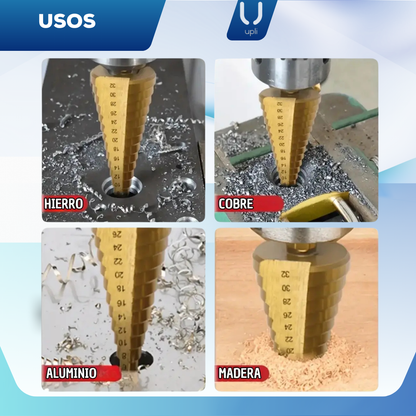 SET DE BROCAS ESCALONADAS X 6 perfora varios diámetros sin cambiar broca