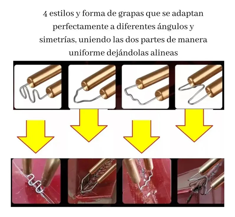 KIT SOLDADOR DE PLÁSTICOS PROFESIONAL + 600 grapas + Pinzas + Cutter ¡Gratis!