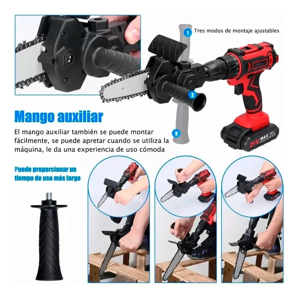 DRILL-SIERRA PRO®  Convierte tu taladro en motosierra portátil