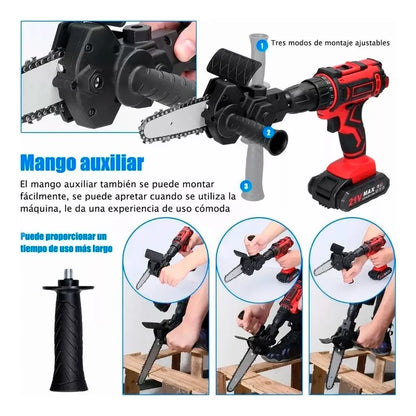 DRILL-SIERRA PRO®  Convierte tu taladro en motosierra portátil