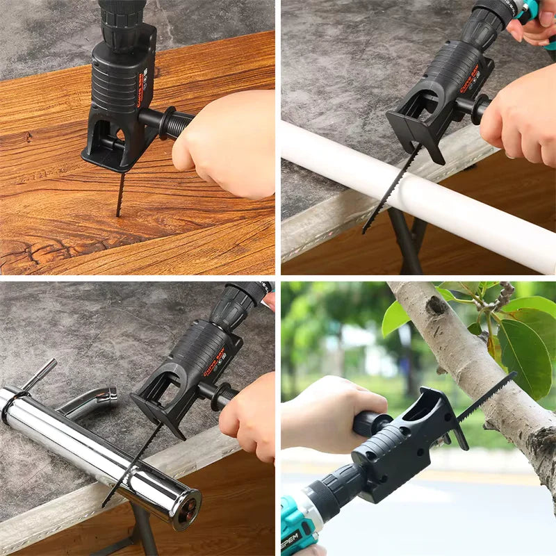 ADAPTADOR SIERRA PARA TALADRO — ¡Transforma tu Taladro en una Caladora al Instante!